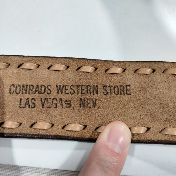 Justin Leather Belt Tooled Western Aztec Thunderbird Coachella Native American M - Picture 6 of 8